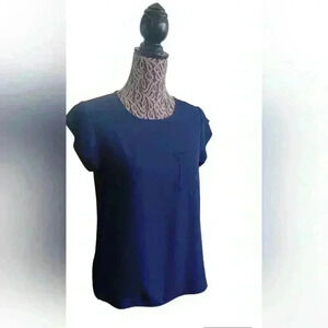 Reitmans  Navy Blue Elegant Blouse Size Small Crew Neck